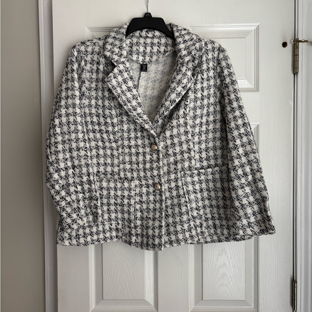 SHEIN Monochrome Tweed Blazer